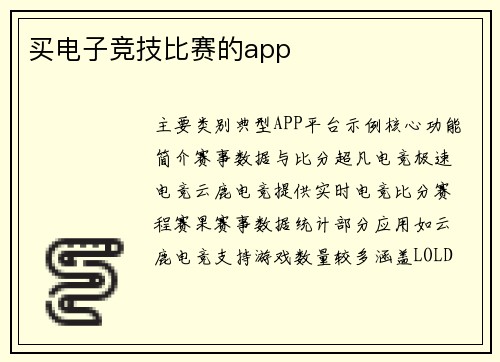 买电子竞技比赛的app